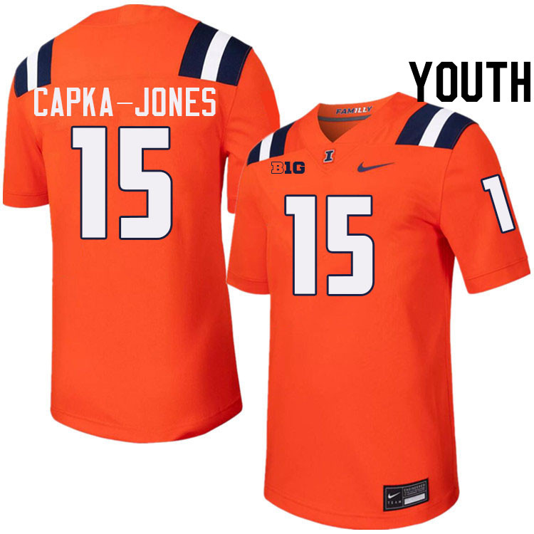 Youth #15 Alexander Capka-Jones Illinois Fighting Illini College Football Jerseys Stitched-Orange